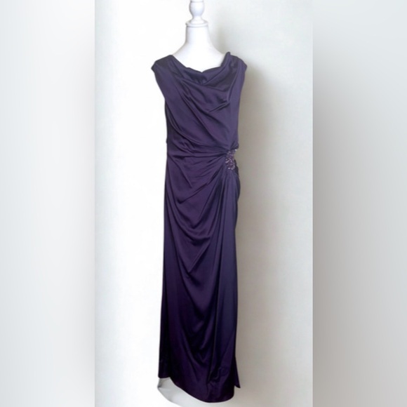 Patra Deep Purple Maxi Dress with Ruched Detail - Picture 2 of 11